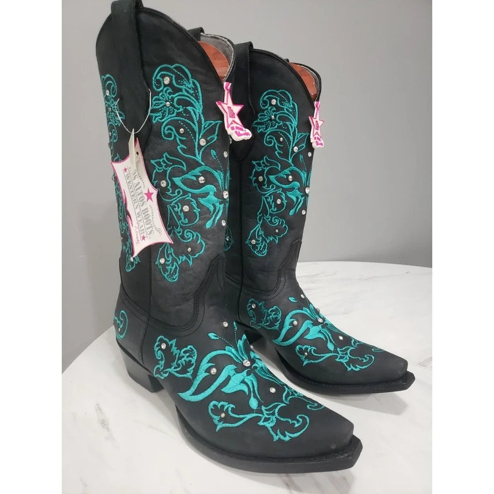10.5 LOS ALTOS SWAROVSKI CRYSTAL BUTTERFLY BOOTS Western Cowboy Festival Rave